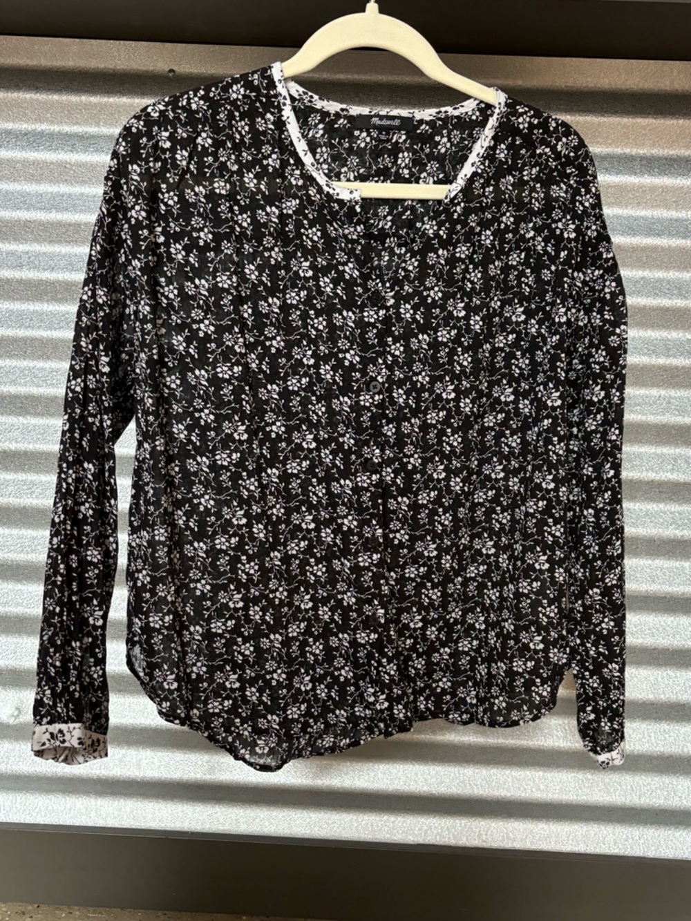 Madewell Black Floral Button-Front Women's Blouse